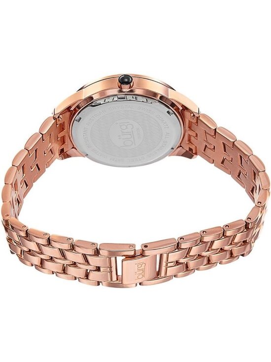 NWT Burgi Silver and Gold Dial Rose Gold-tone Ladies Watch